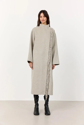 Shrink resistant Durable Color Retention Levete Room Owa 35 Fringe Coat in Silver Grey