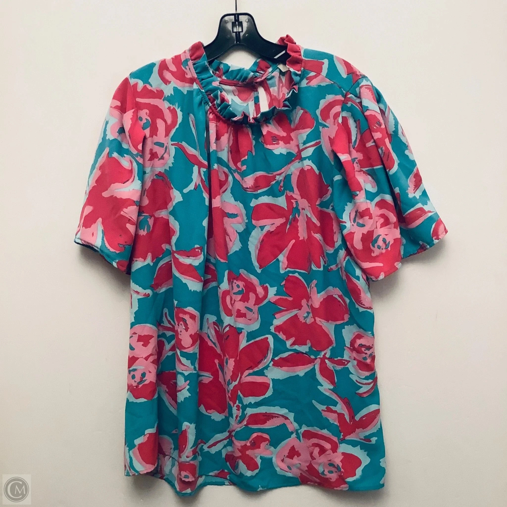 Top Short Sleeve By Haptics In Floral Print, Size: 2x Active Trend Look