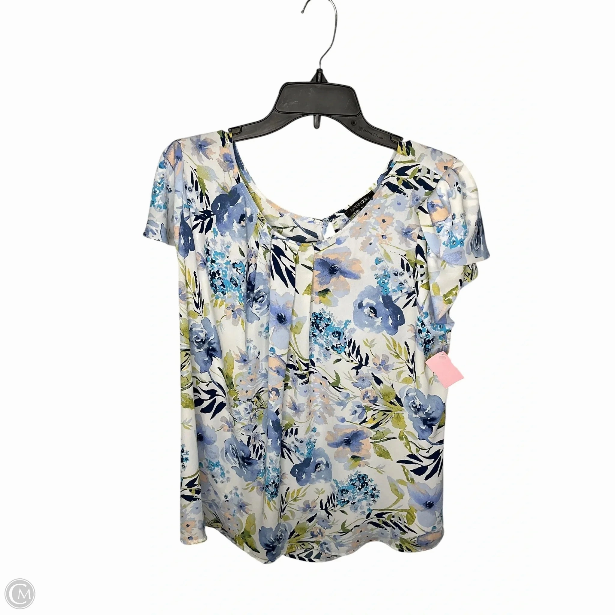 Essential layering piece Top Short Sleeve By Papermoon In Floral Print, Size: 3x