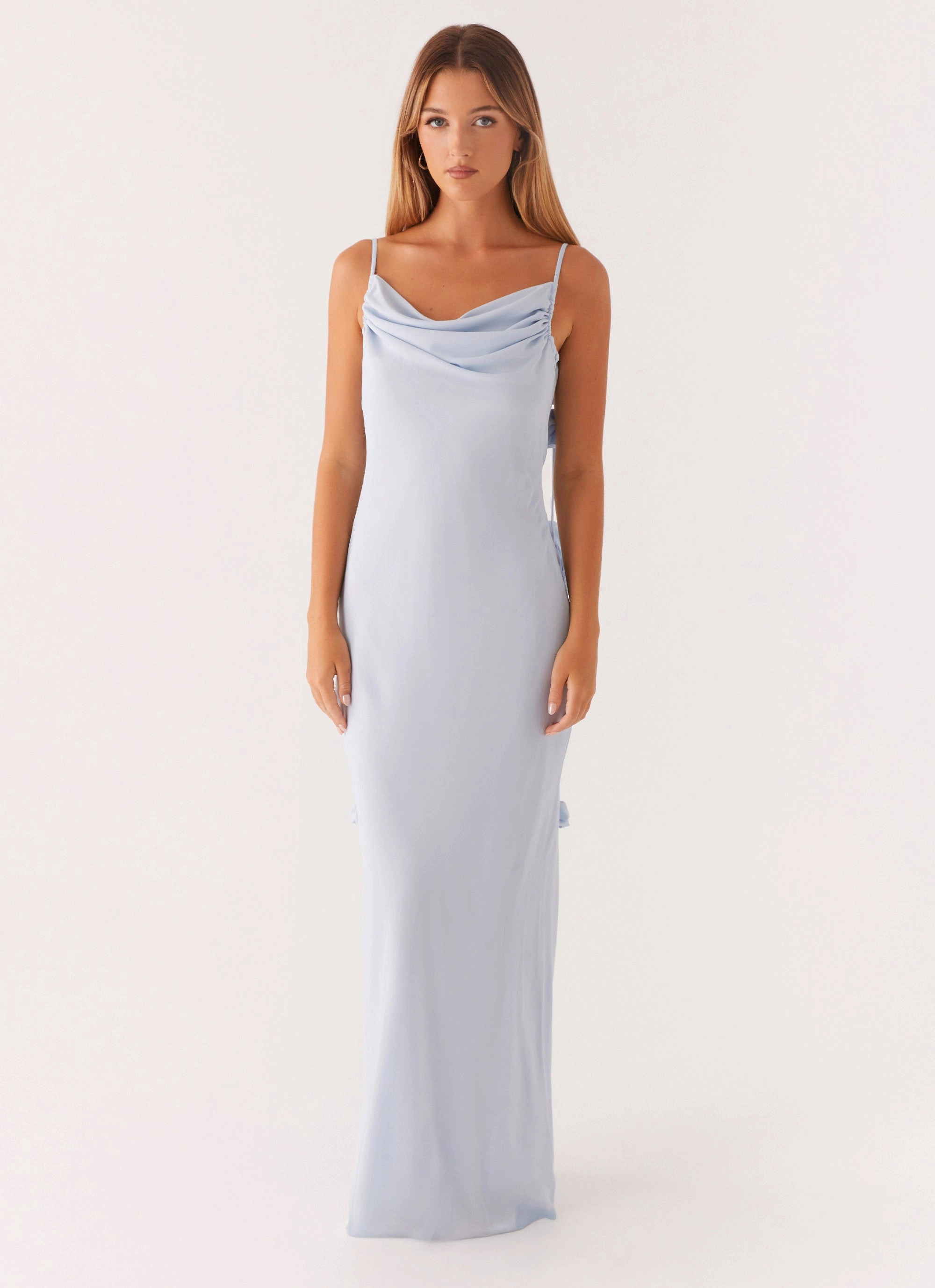 Simona Maxi Dress - Pastel Blue Decorative-Design