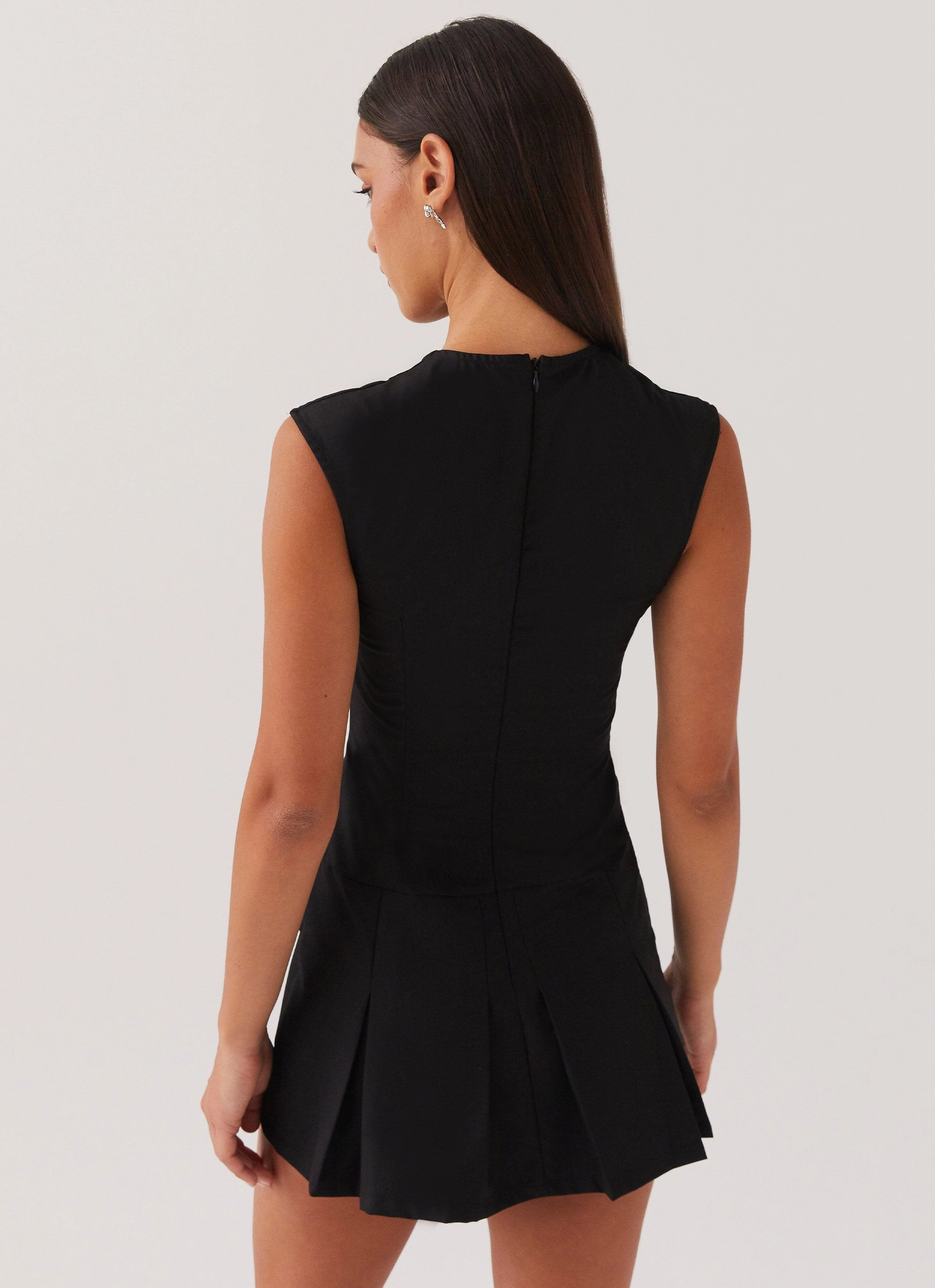 Cassia Mini Dress - Black Smooth Detail Smooth Feel