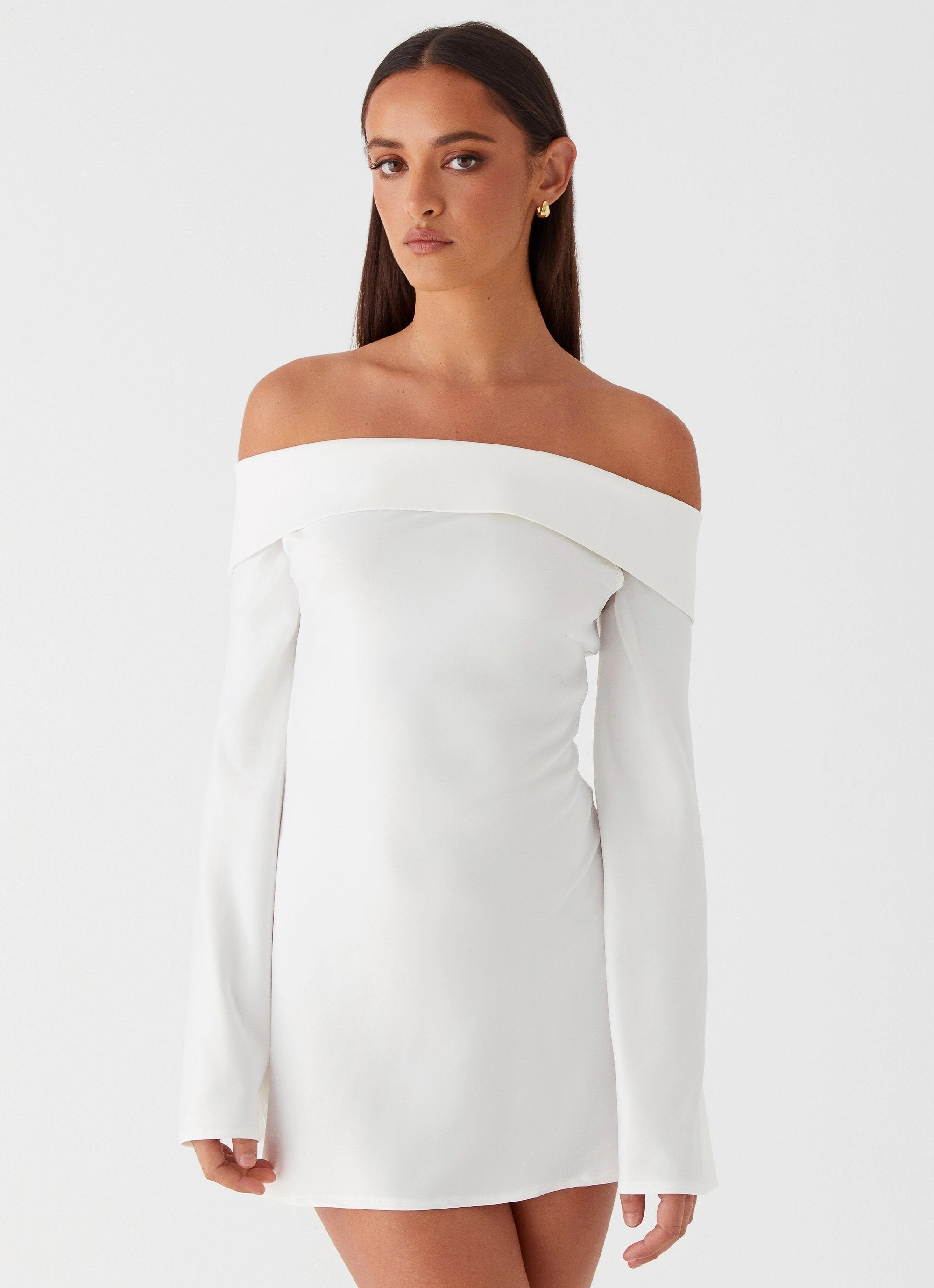 Lumina Long Sleeve Mini Dress - White Event Favorite