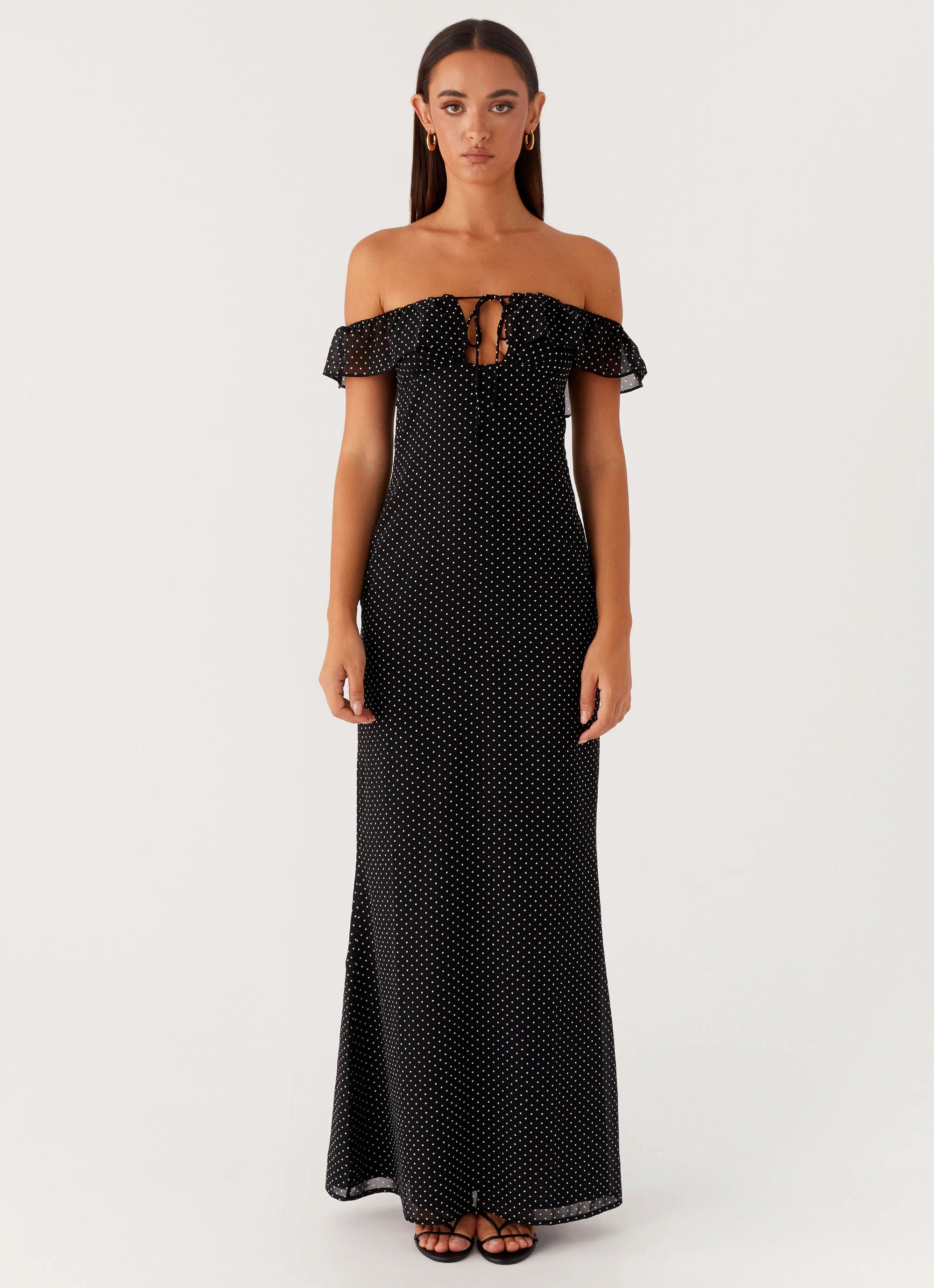 Scarlet Cherry Maxi Dress - Black Polka Dot Everyday Comfort