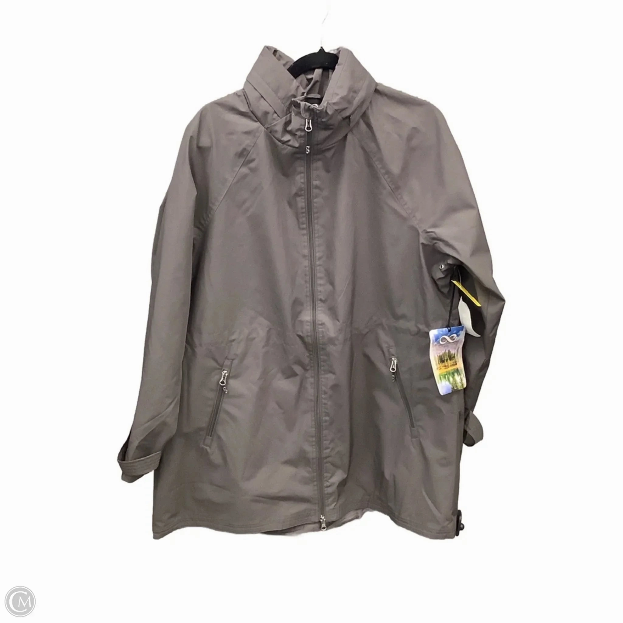Coat Raincoat By Clothes Mentor In Grey, Size: Xxl Odor Resistant