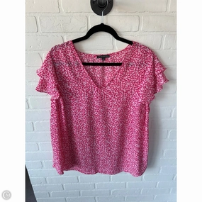 Relax Comfort Style Top Short Sleeve By Adrianna Papell In Pink & White, Size: 1x