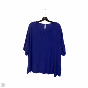 Ruffled edges Anti Bacterial Treatment Top Short Sleeve By Zenana Outfitters In Navy, Size: 3x