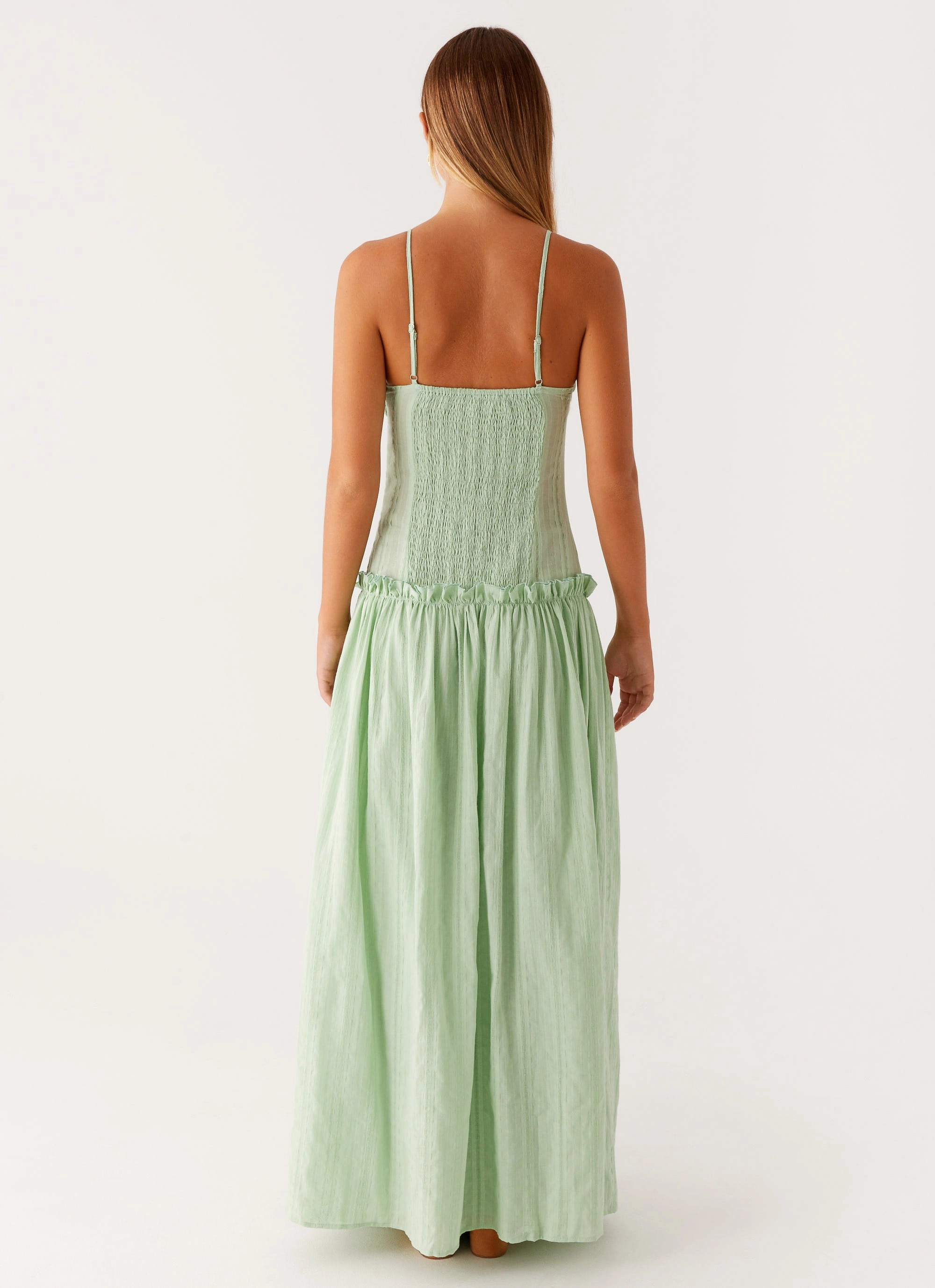 Comfortable Fashion Jacinda Drop Waist Maxi Dress - Sage