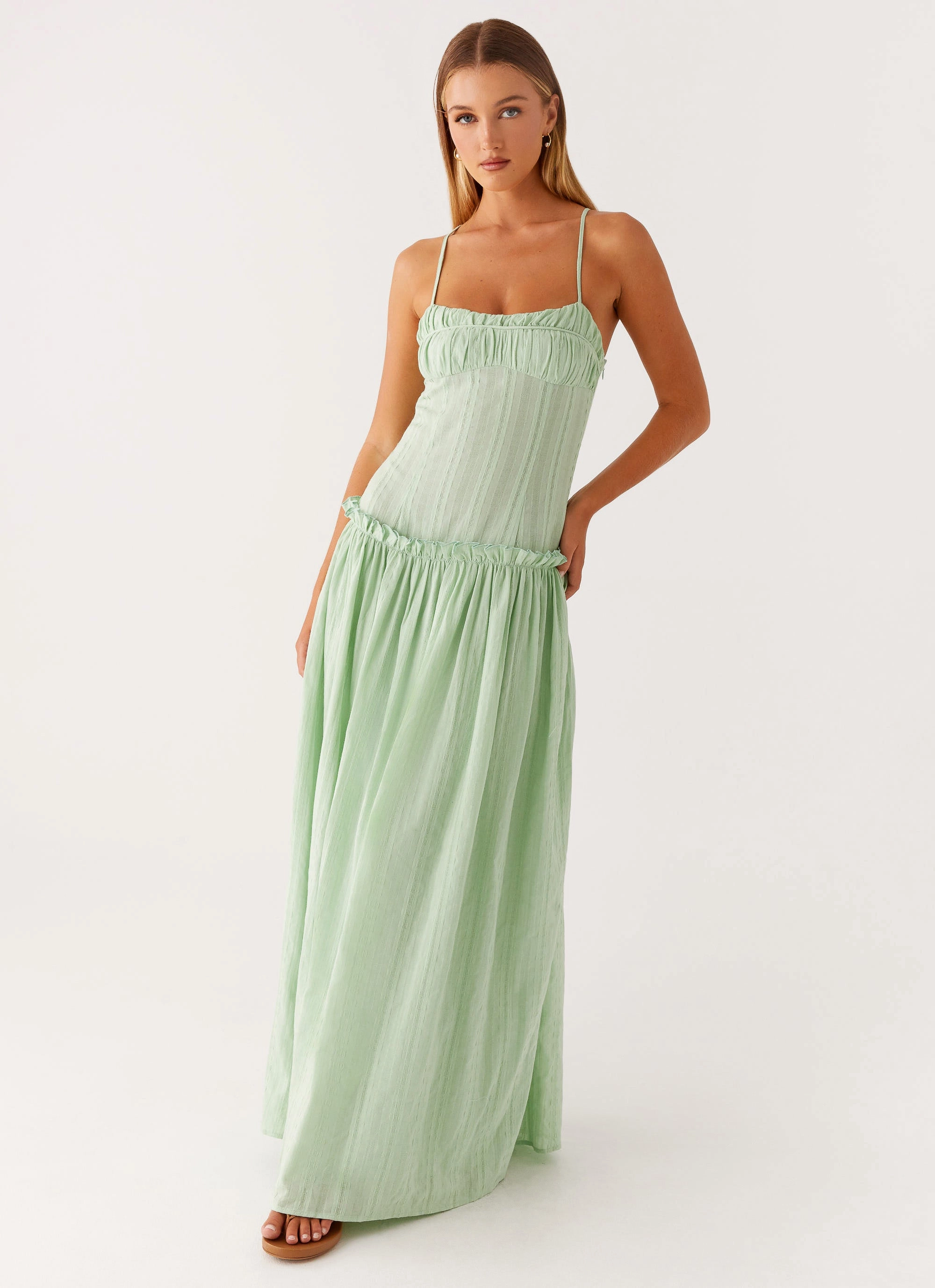 Daywear Mood Bright Bloom Jacinda Drop Waist Maxi Dress - Sage