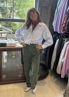 OrganicCotton NonRestrictiveFit Rag & Bone Charlie Barrel W Belt in Dark Olive