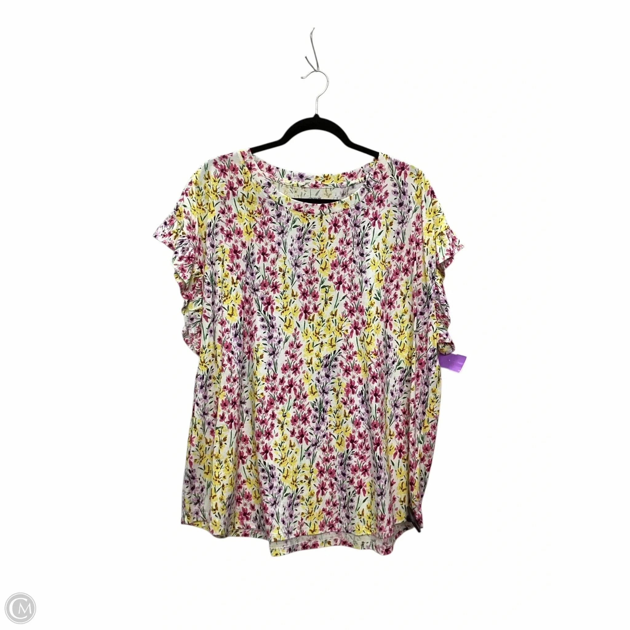 Active Fit Spring Wear Top Short Sleeve By Crown And Ivy In Floral Print, Size: 2x