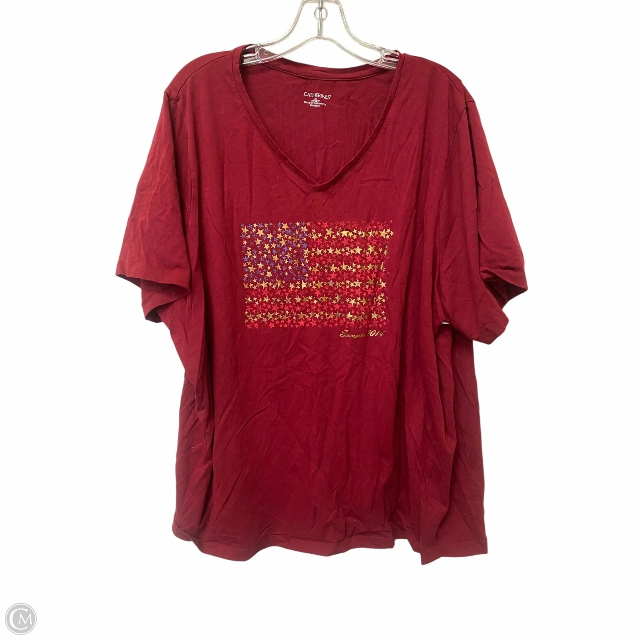 Comfy Active Fit Versatile Wear Top Short Sleeve Basic By Catherines In Red, Size: 3x