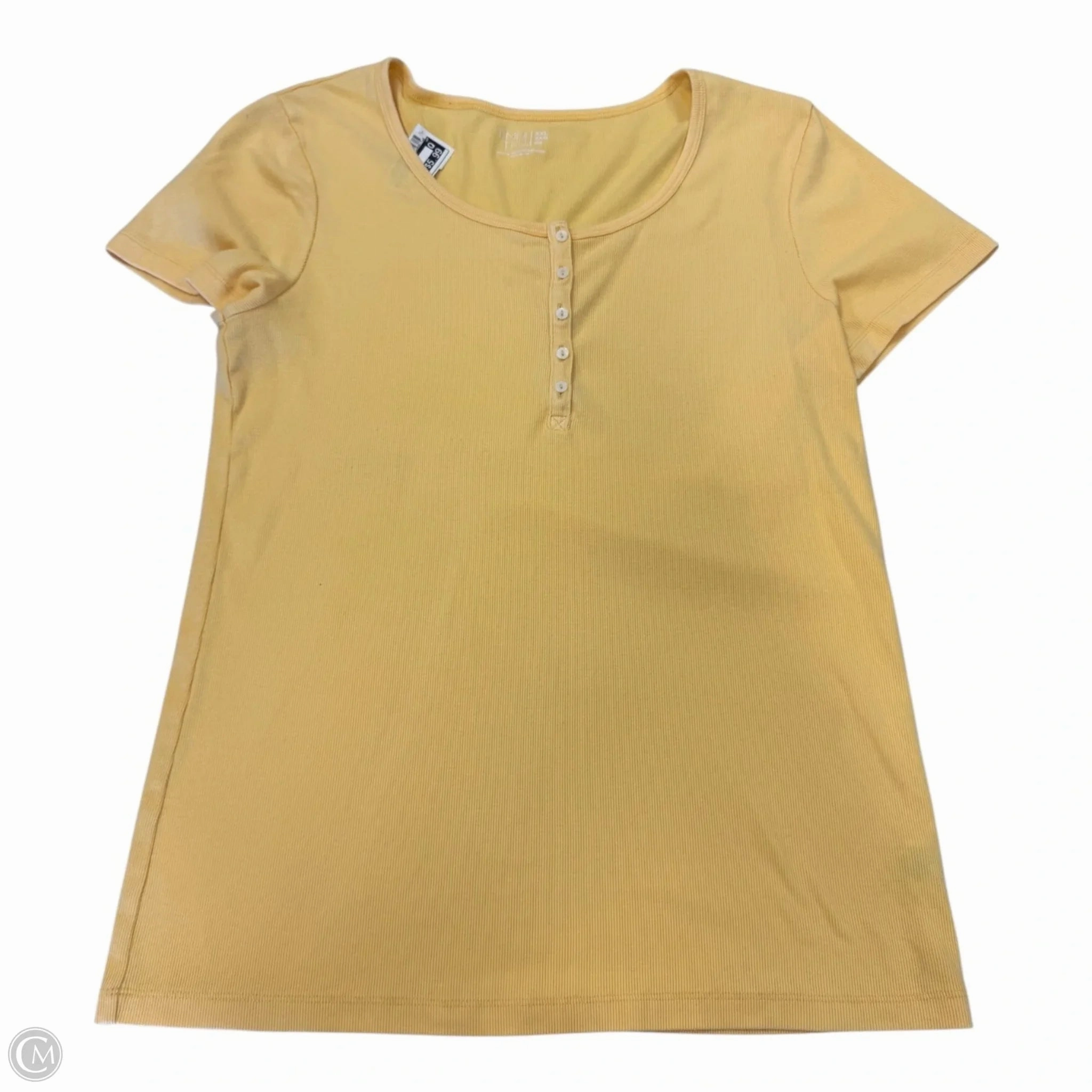 Top Short Sleeve Basic By Time And Tru In Yellow, Size: 2x Wool combination