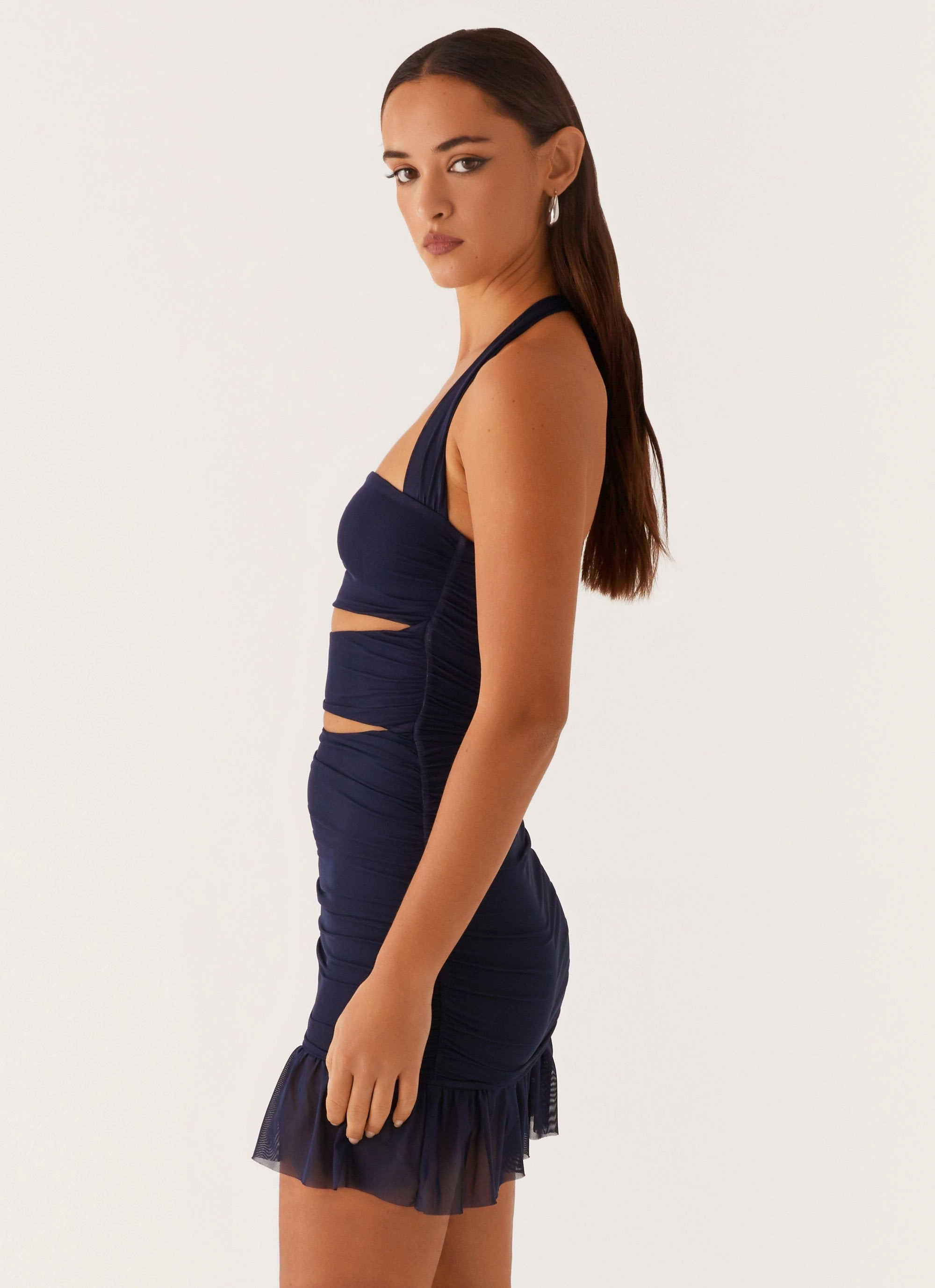 Bold-Color Devyn Mini Dress - Navy