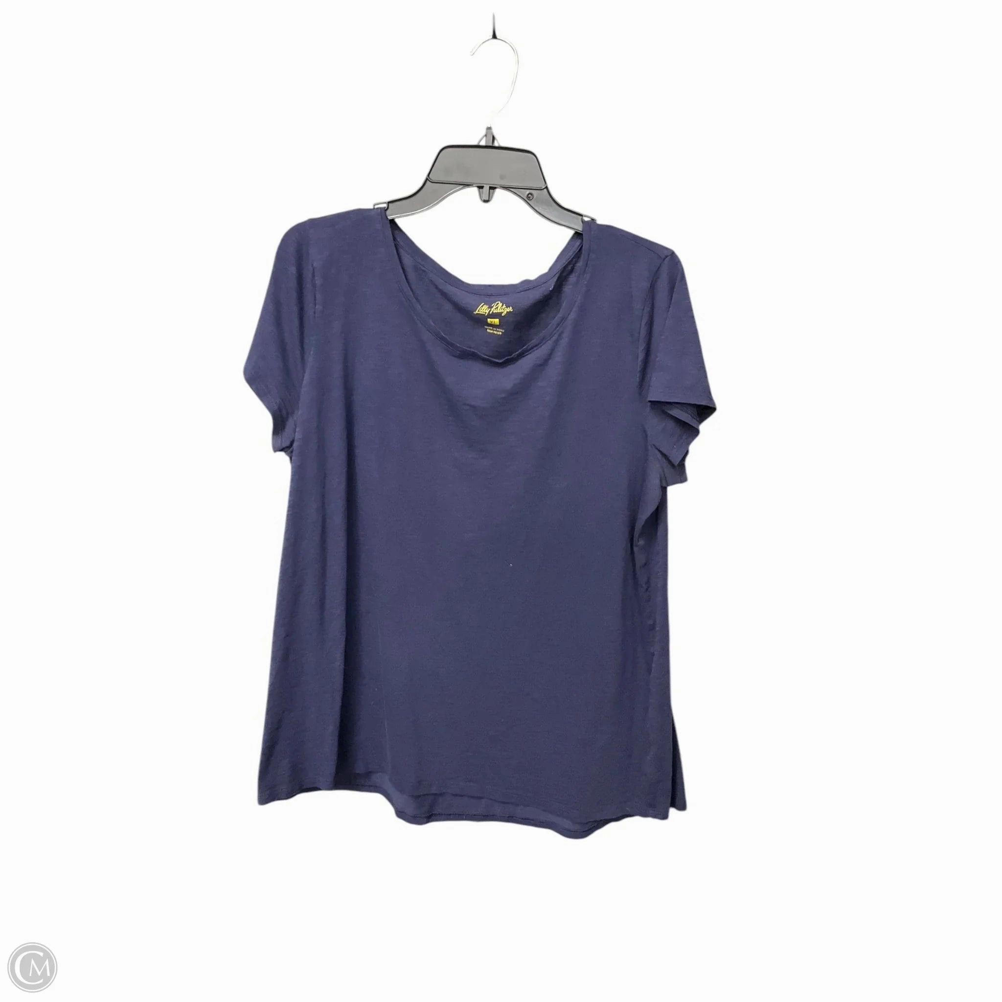 Day-to-Night Look Trendy Layering Top Short Sleeve Designer By Lilly Pulitzer In Navy, Size: Xl