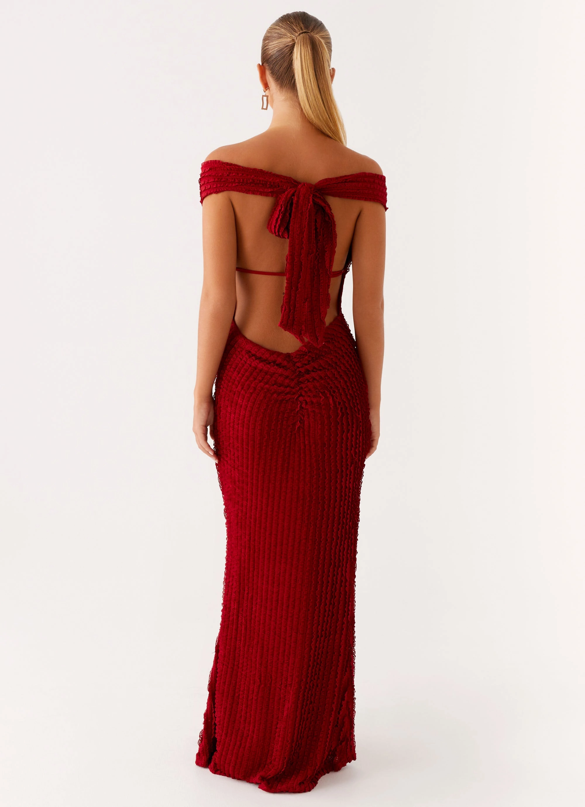 Chantelle Maxi Dress - Red Shiny surface EasyCareMaterial