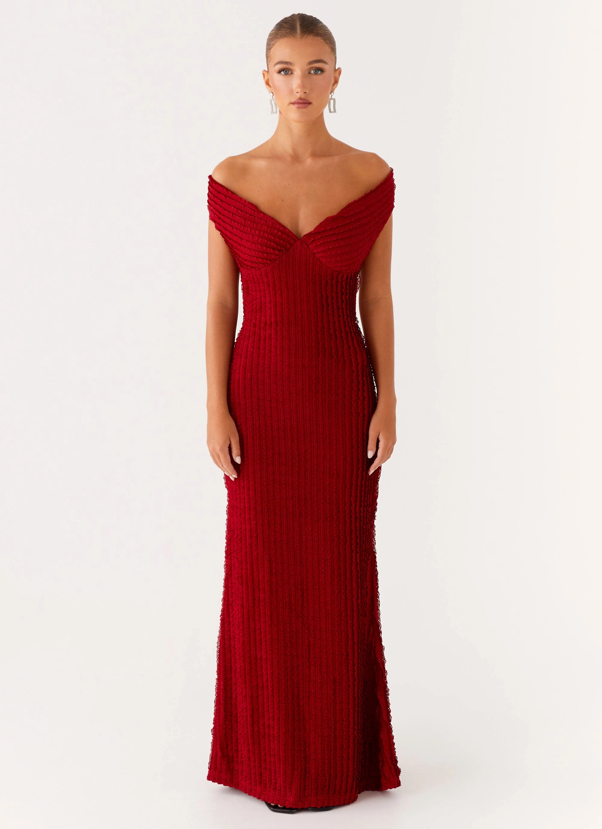 Chantelle Maxi Dress - Red Satin Soft Fit for All Seasons
