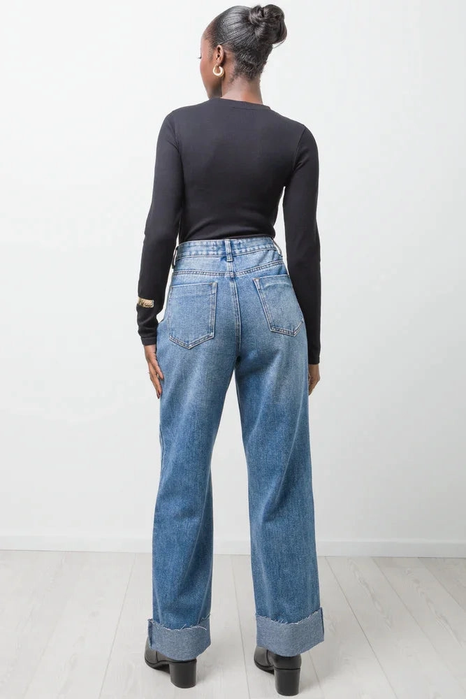 Mesh Panel Details Rib Seamless Long Sleeve Bodysuit Black