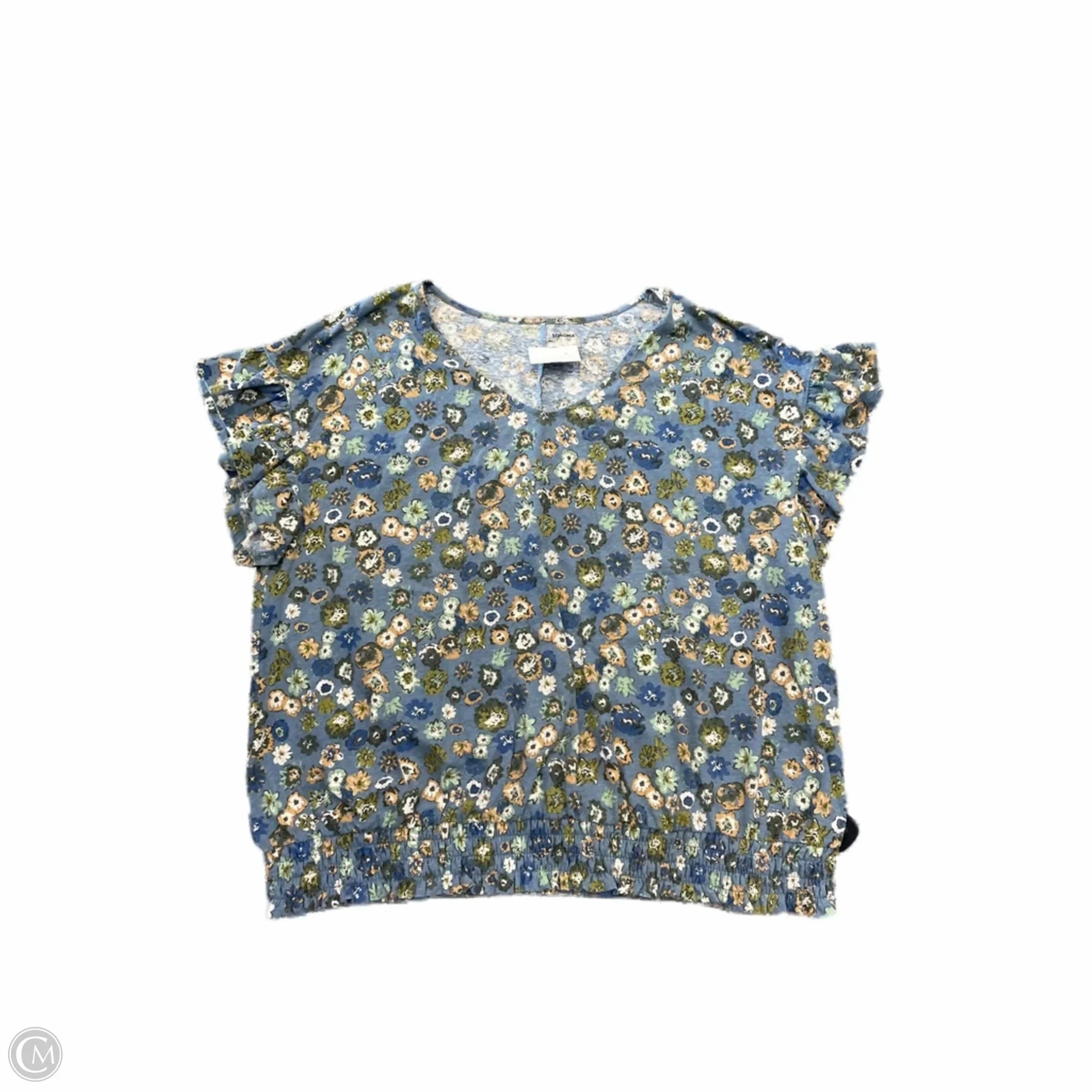 Top Short Sleeve By Sonoma In Floral Print, Size: 2x Elastic waist Travel Essential