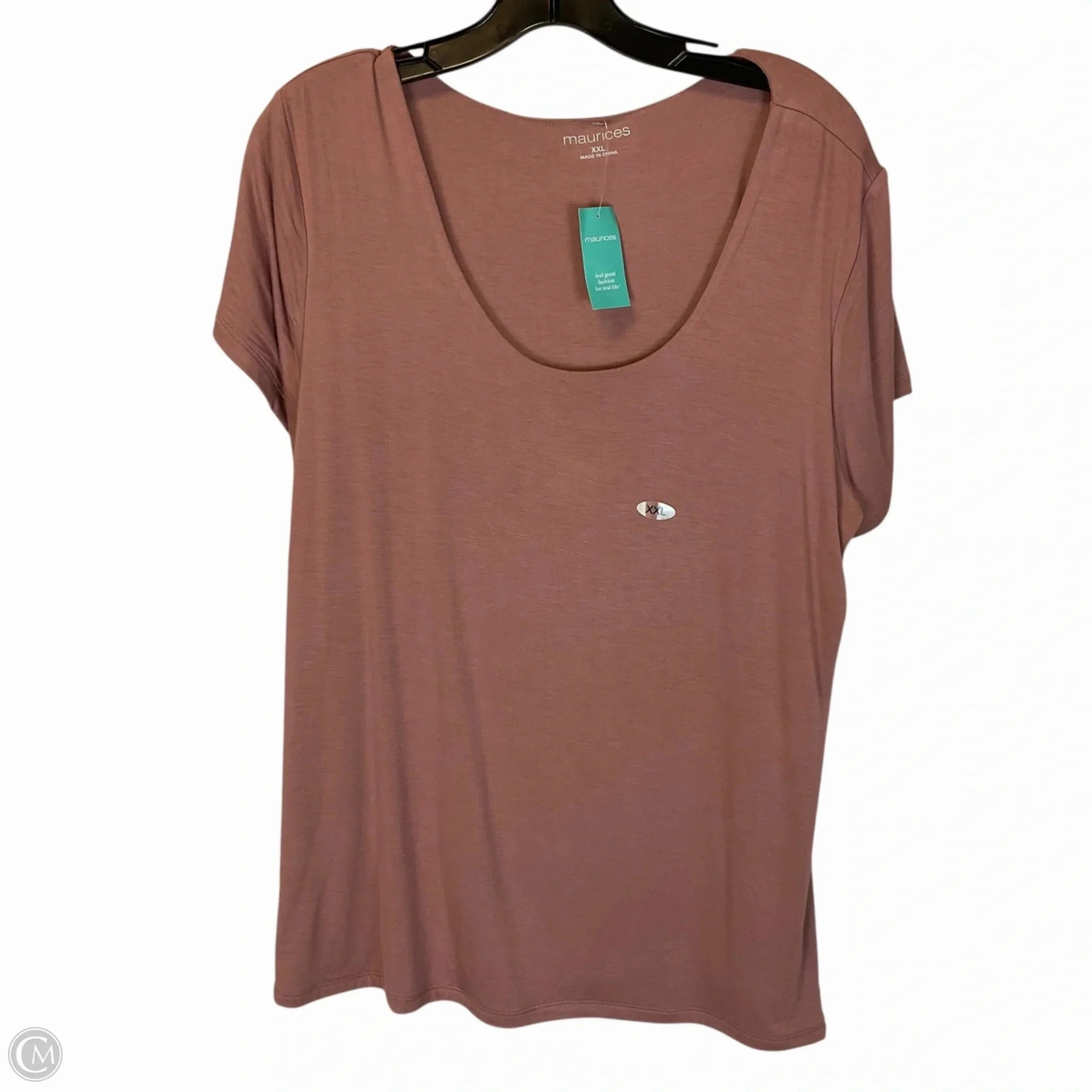 Top Short Sleeve Basic By Maurices In Tan, Size: Xxl High-Quality Fabric Stretch Wear