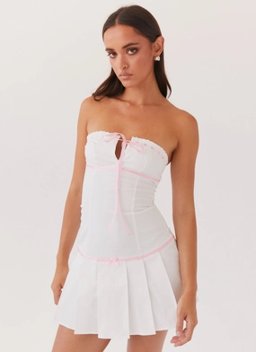 Candy Coated Bustier Mini Dress - Pink Ribbon Relaxed Style Wear
