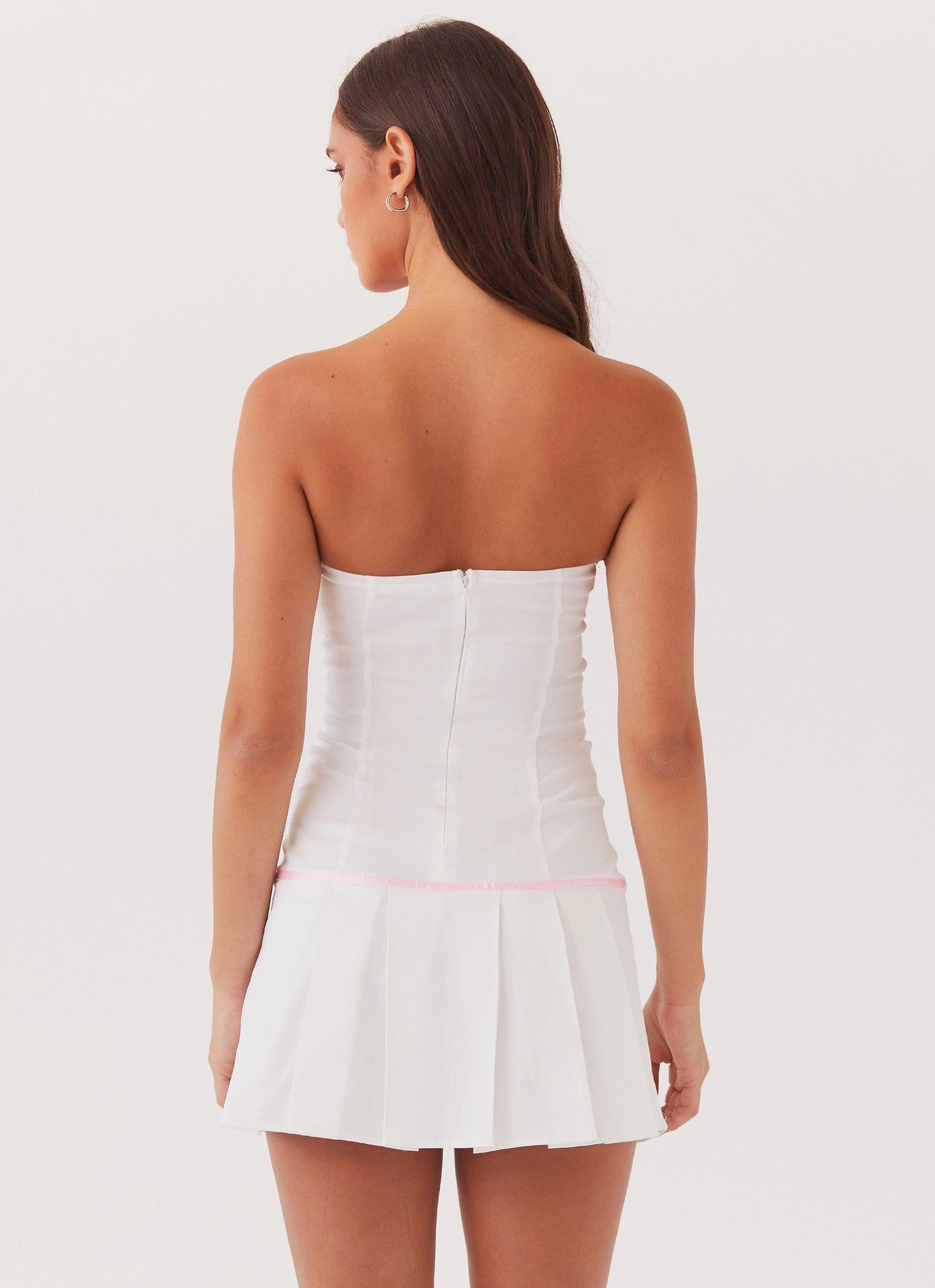 Candy Coated Bustier Mini Dress - Pink Ribbon Delicate Edge Casual Motion