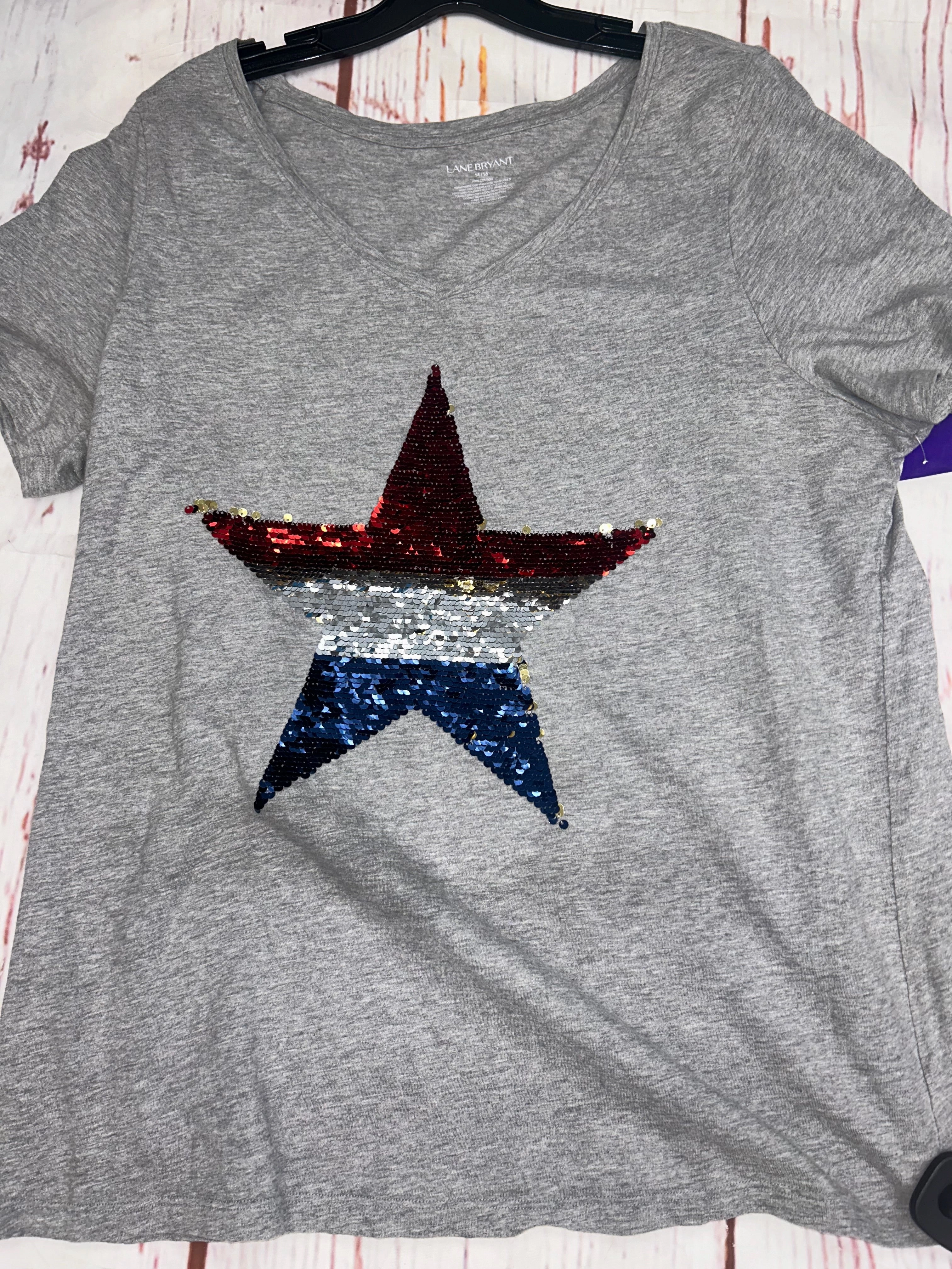 Grey Top Short Sleeve Basic Lane Bryant, Size 1x Lightweight Weave Moisture Wicking Fabric