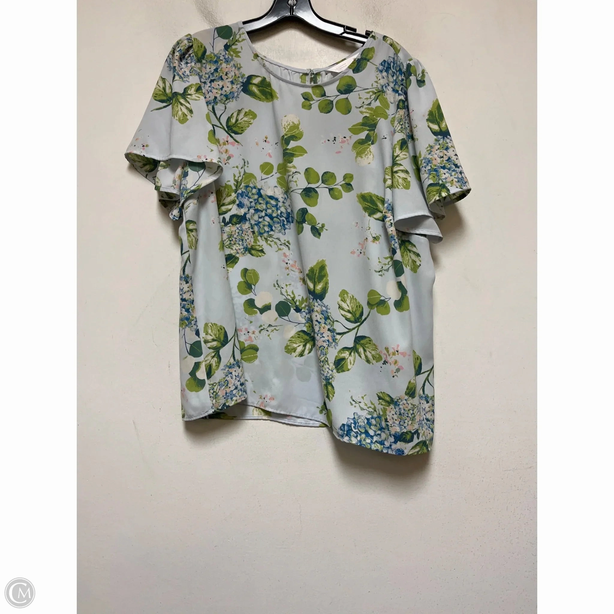 Top Short Sleeve By Lc Lauren Conrad In Blue & Green, Size: 2x Lightweight Layer Relaxed Comfort Wear