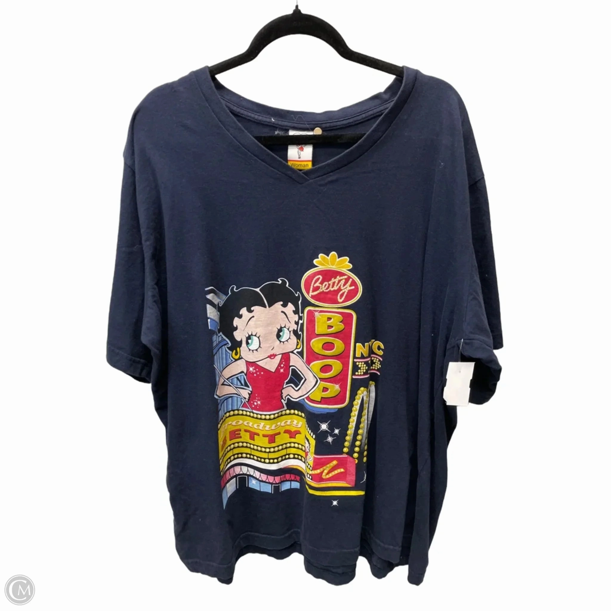 Stretch Design Casual layering piece Top Short Sleeve Basic By Clothes Mentor In Navy, Size: 2x