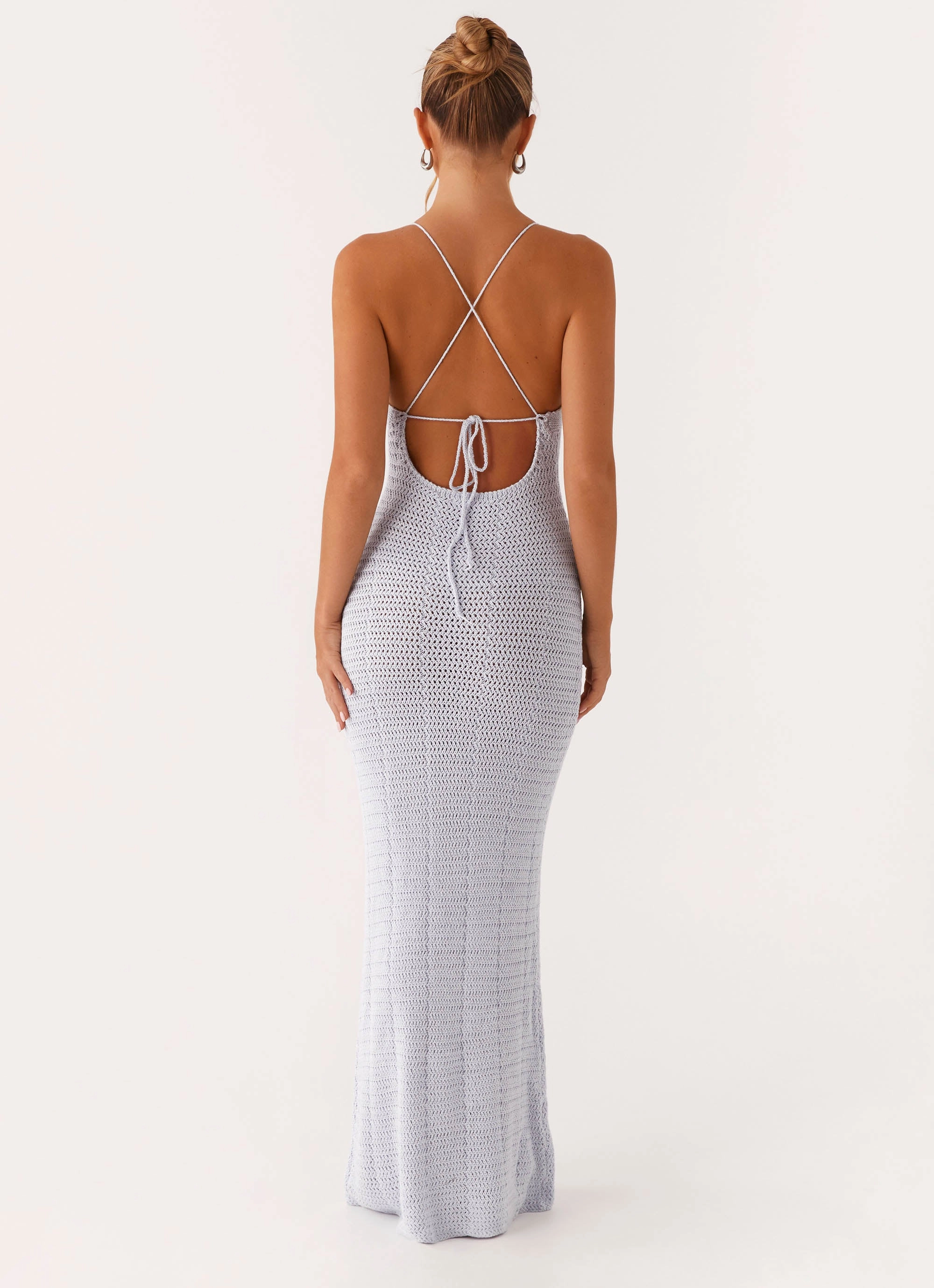 Cute Glow Zara Rose Crochet Maxi Dress - Blue