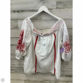 Top Short Sleeve By Lane Bryant In White, Size: 3x Stretch Fabric Technology