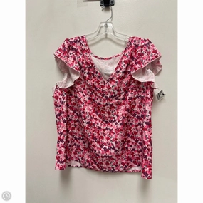 Simple and Light Top Short Sleeve By Shein In Floral Print, Size: 2x