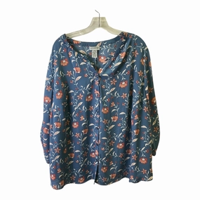 Top Ss By Catherines In Blue & Pink, Size:2X Water Based Ink long sleeved