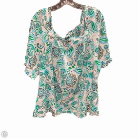 Top Short Sleeve By Talbots In Blue & Green, Size: 2x Stone Wash Process