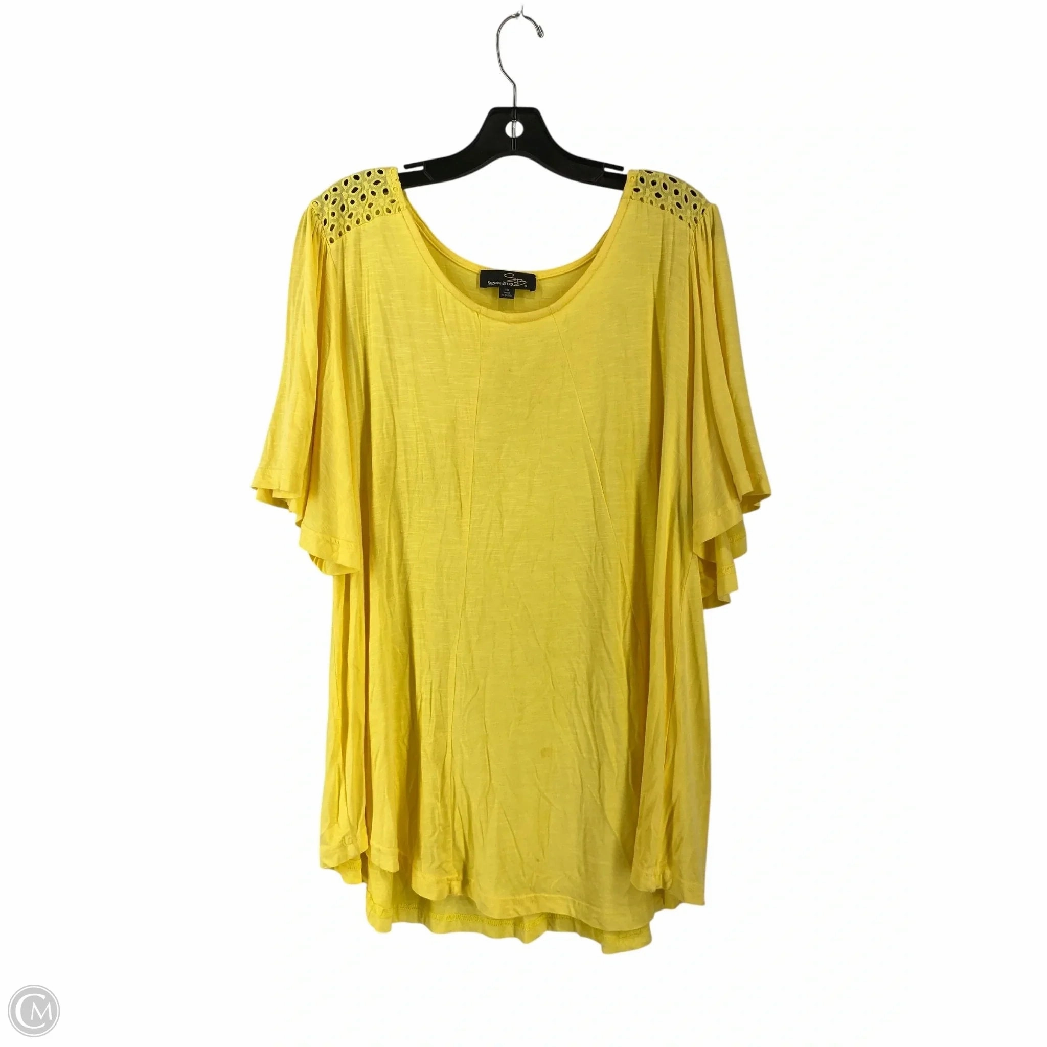 Top Short Sleeve By Suzanne Betro In Yellow, Size: 1x Simple Comfort