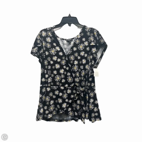 Top Short Sleeve By Auw In Black & Yellow, Size: 1x Drop Shoulder Design