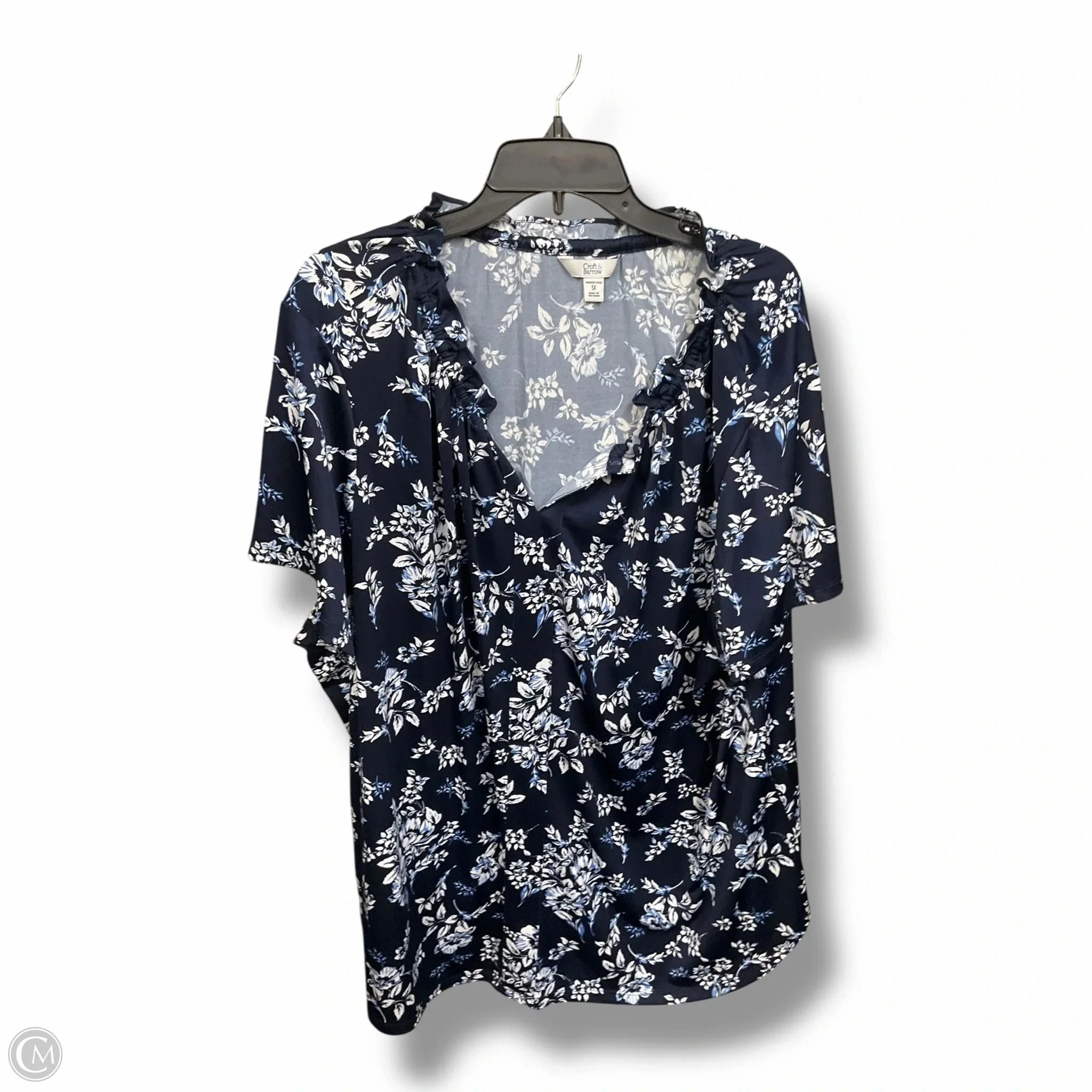 Top Short Sleeve By Croft And Barrow In Tropical Print, Size: 3x Chilly Wear Recycled Polyester