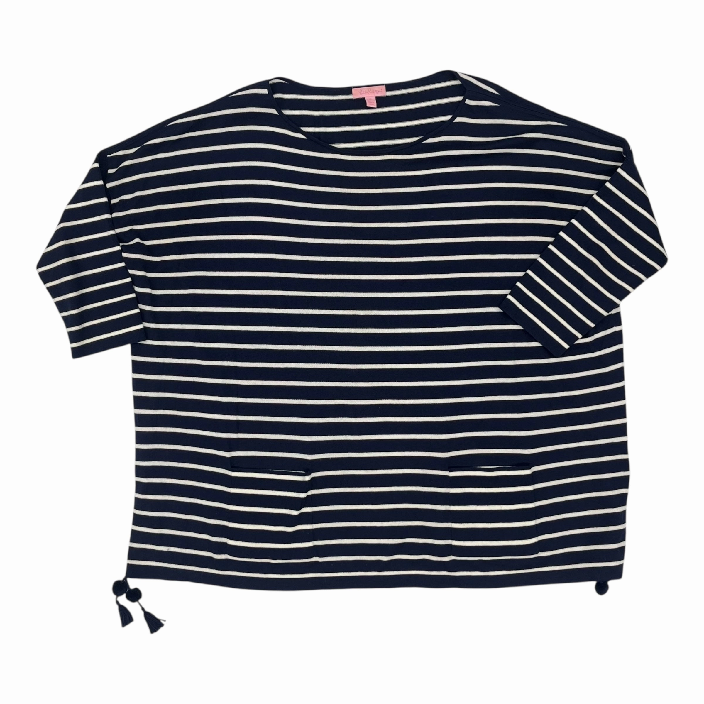 Sweater Designer By Lilly Pulitzer In Blue & White, Size:Xl Stretch Fit casual knitwear