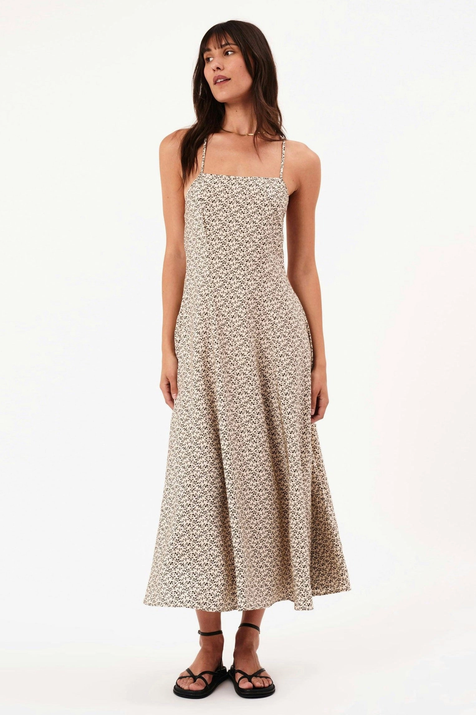 Joy Glow Easy-to-style casual dress Dinali Tan Elm Dahlia Strappy Midi Dress