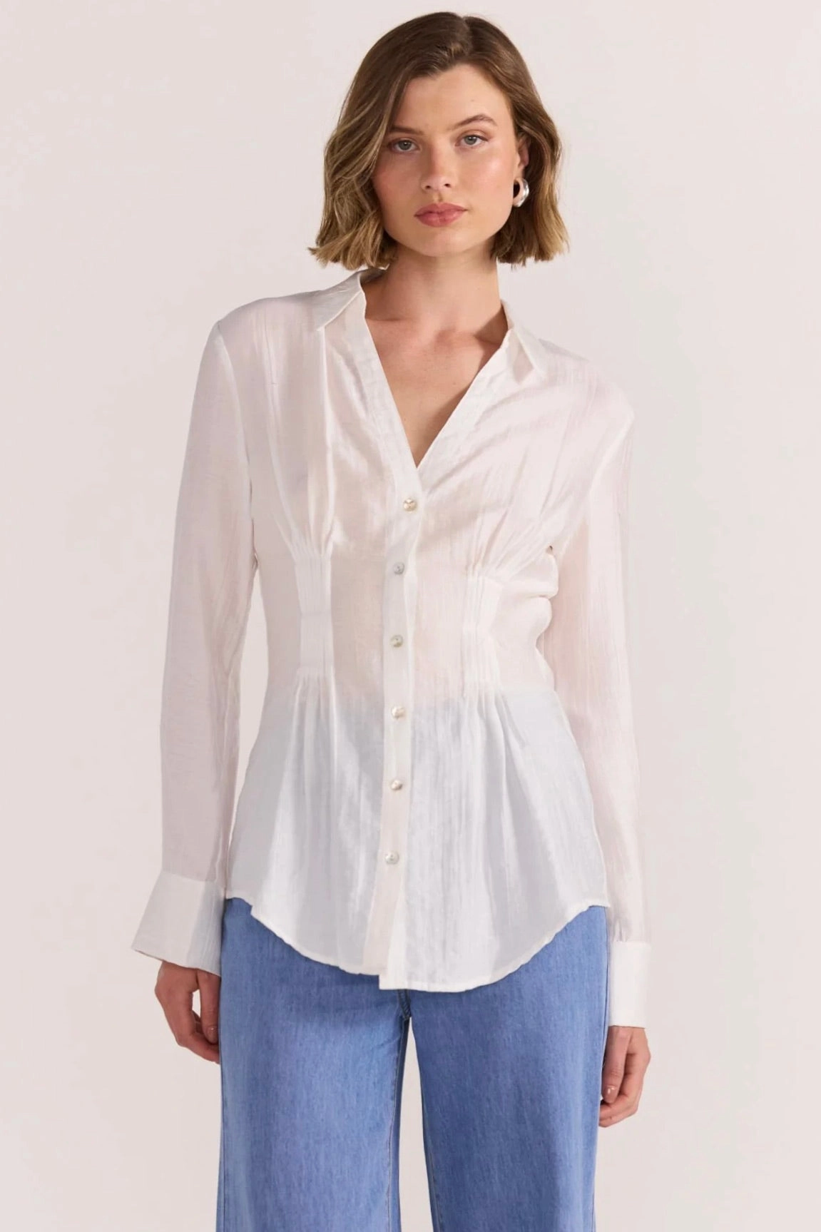 SeamlessConstruction Amara White Pintuck Shirt