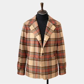 Sleek Outer High Collar Windguard Easy Jacket Plaid