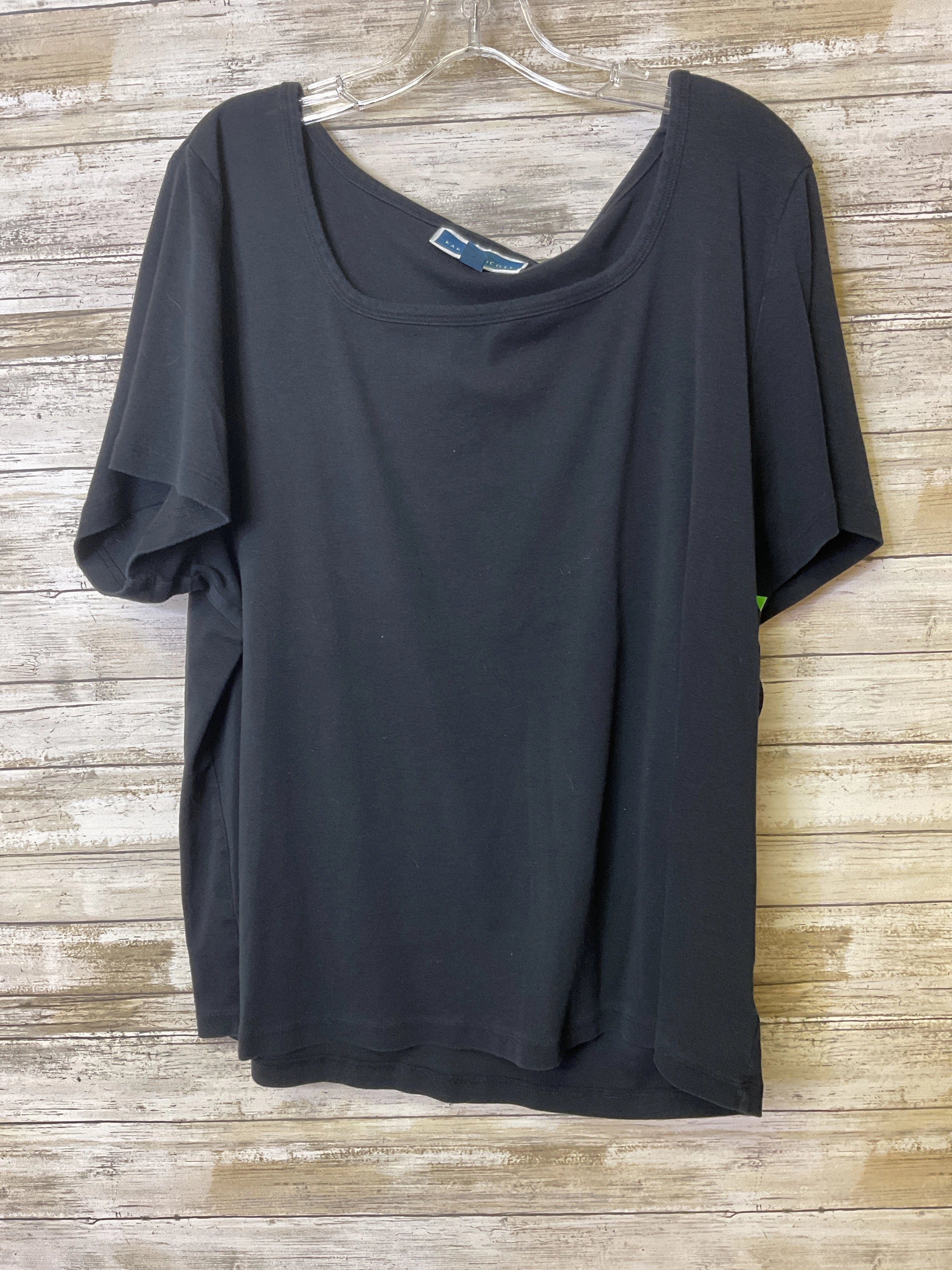 Fresh Trend Top Ss Basic By Karen Scott In Black, Size:3X