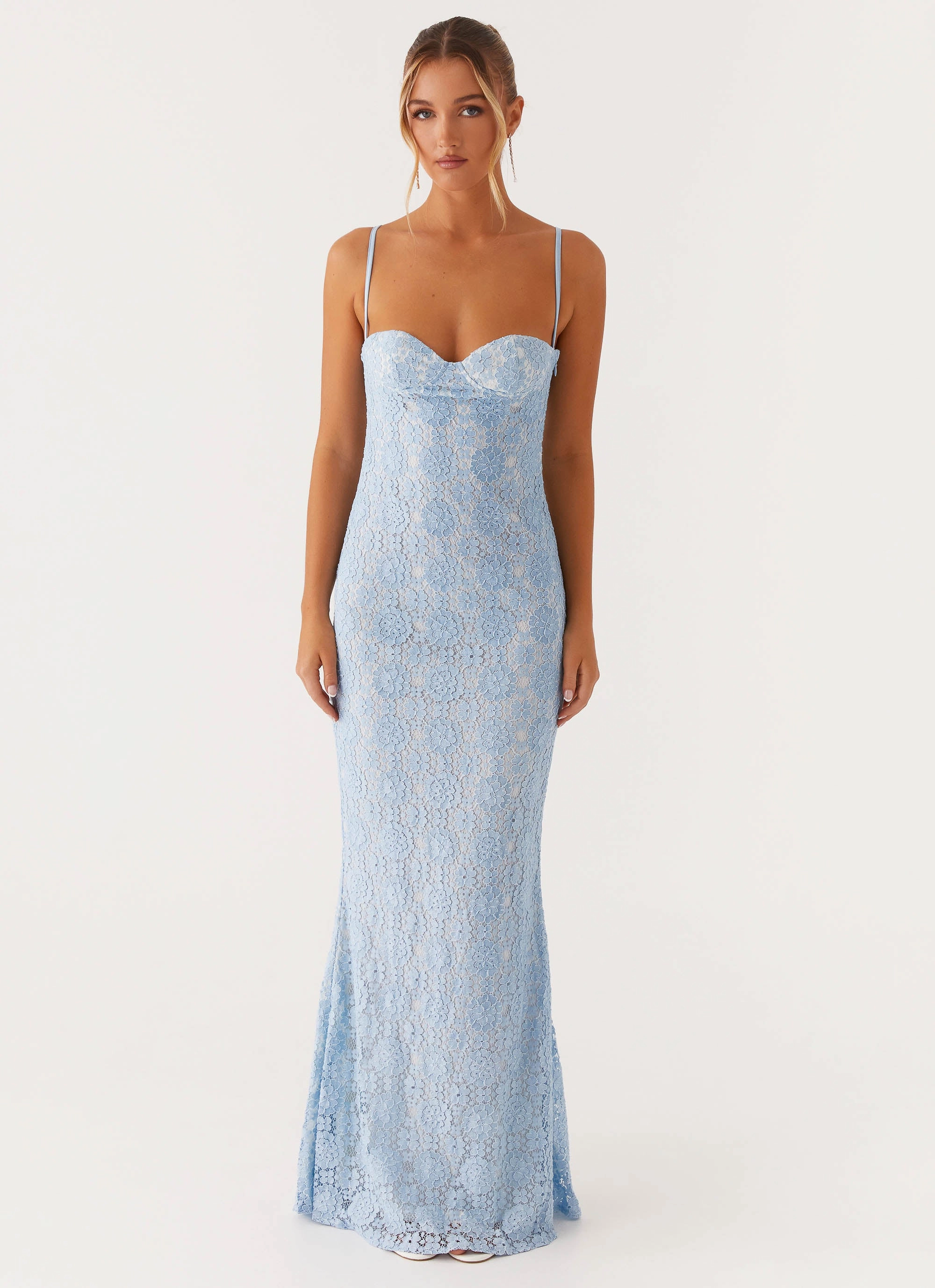Button Accent Sonia Maxi Dress - Blue