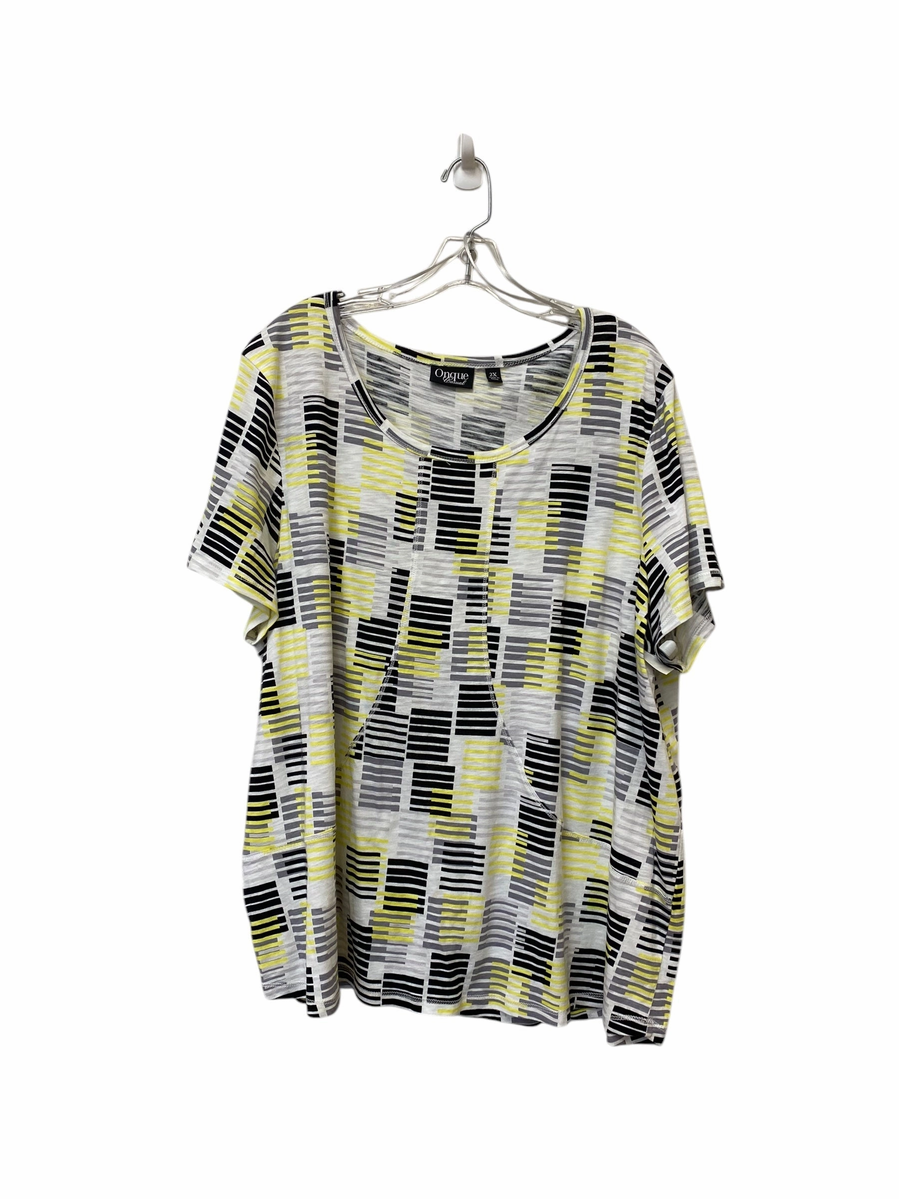 Top Short Sleeve By Onque In Multi-colored, Size: 2x Slim Style Premium Comfort