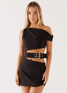 Elvira Belt Mini Dress - Black Relax Motion Contemporary Fit
