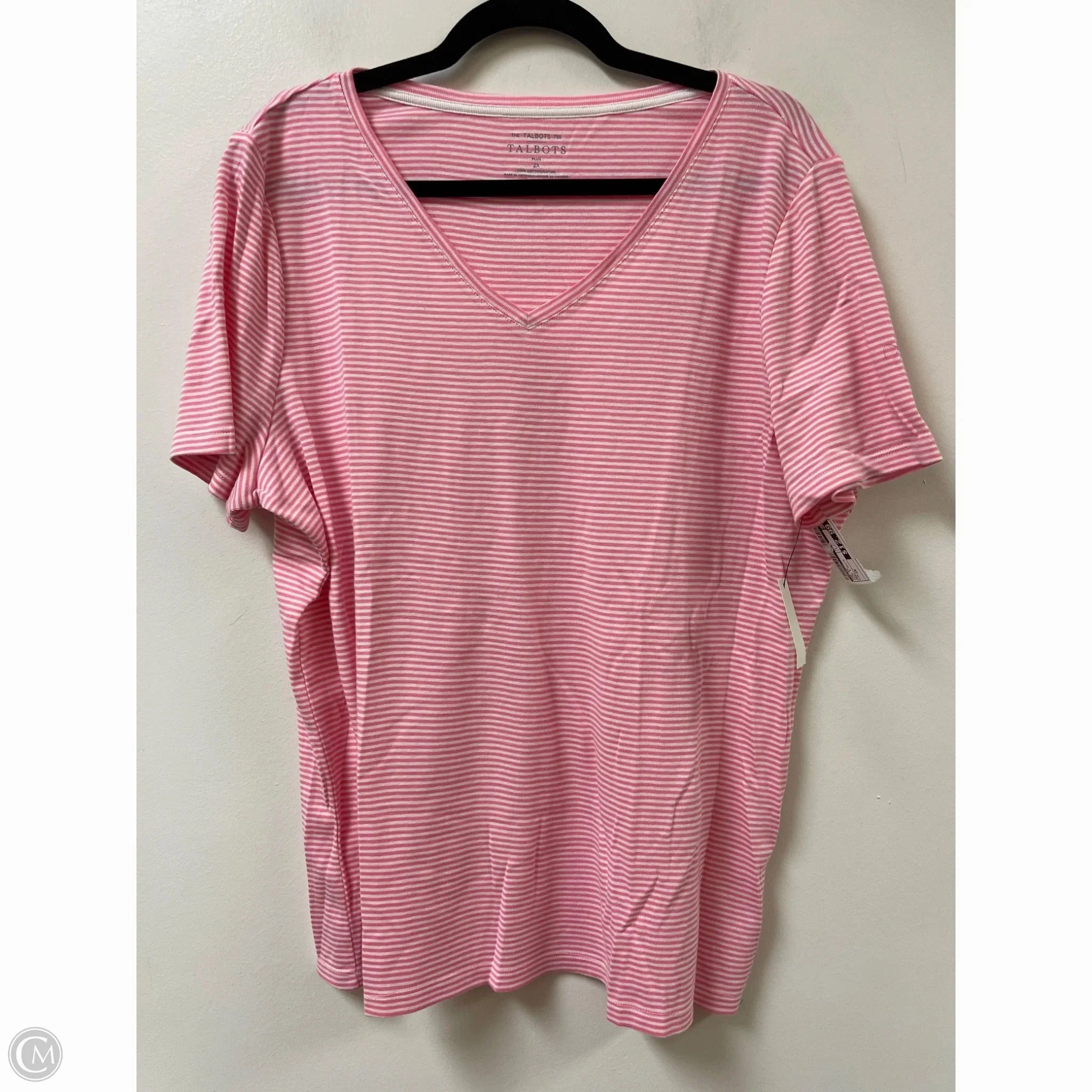 Versatile Outfit Top Short Sleeve By Talbots In Pink & White, Size: 2x
