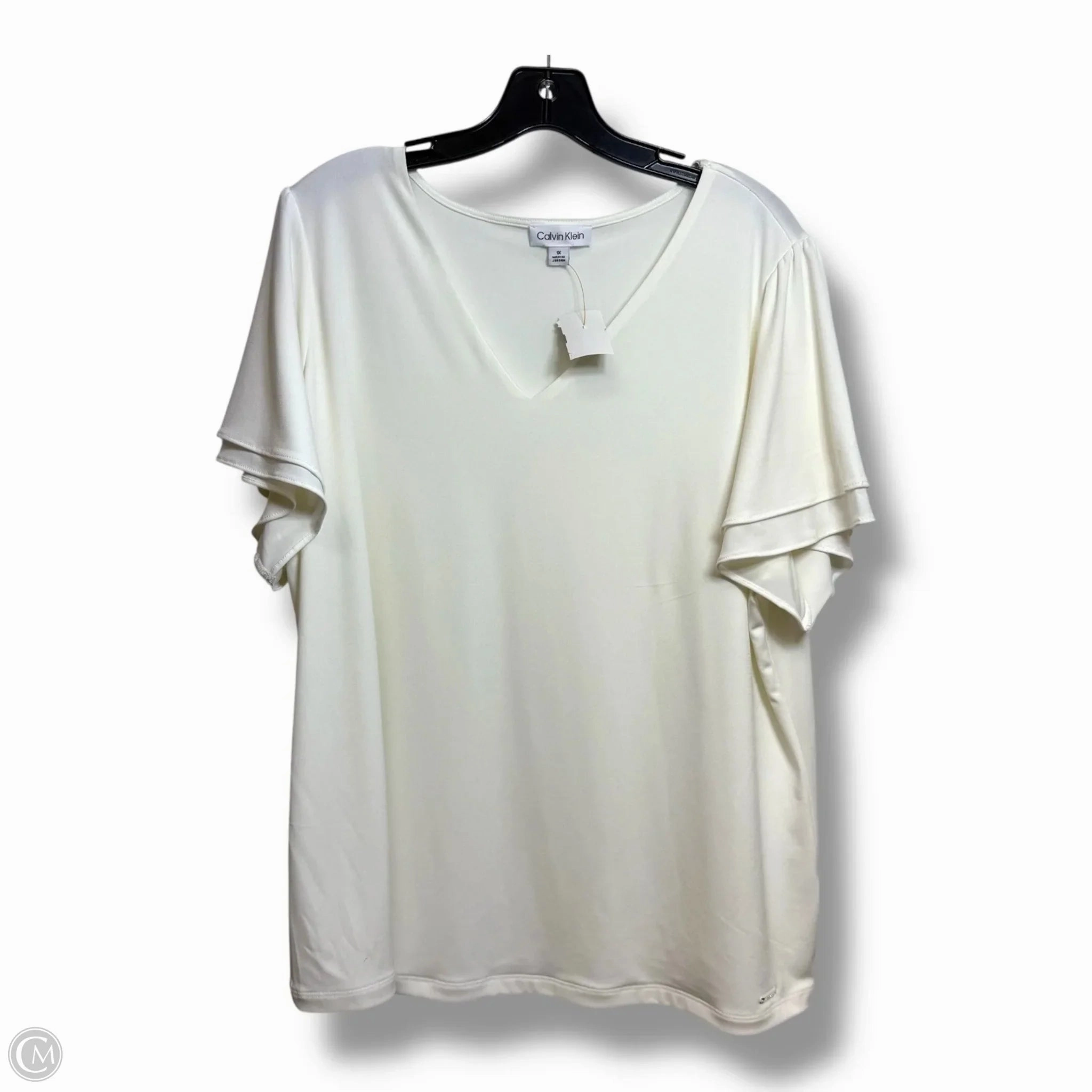 Top Short Sleeve Basic By Calvin Klein In Cream, Size: 1x Eco Friendly Material