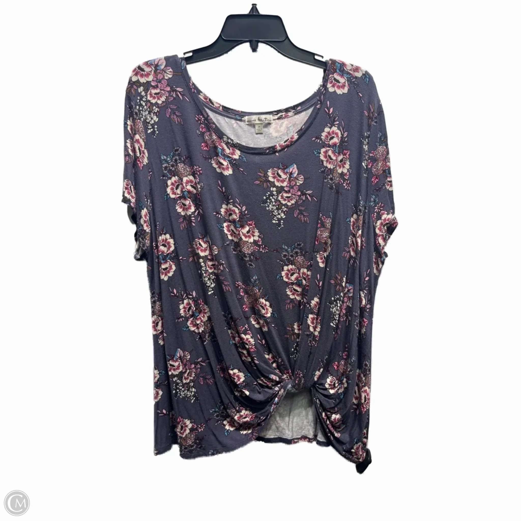 Functional Side Gussets Top Short Sleeve By nine britton In Blue & Pink, Size: 3x