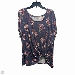 Functional Side Gussets Top Short Sleeve By nine britton In Blue & Pink, Size: 3x