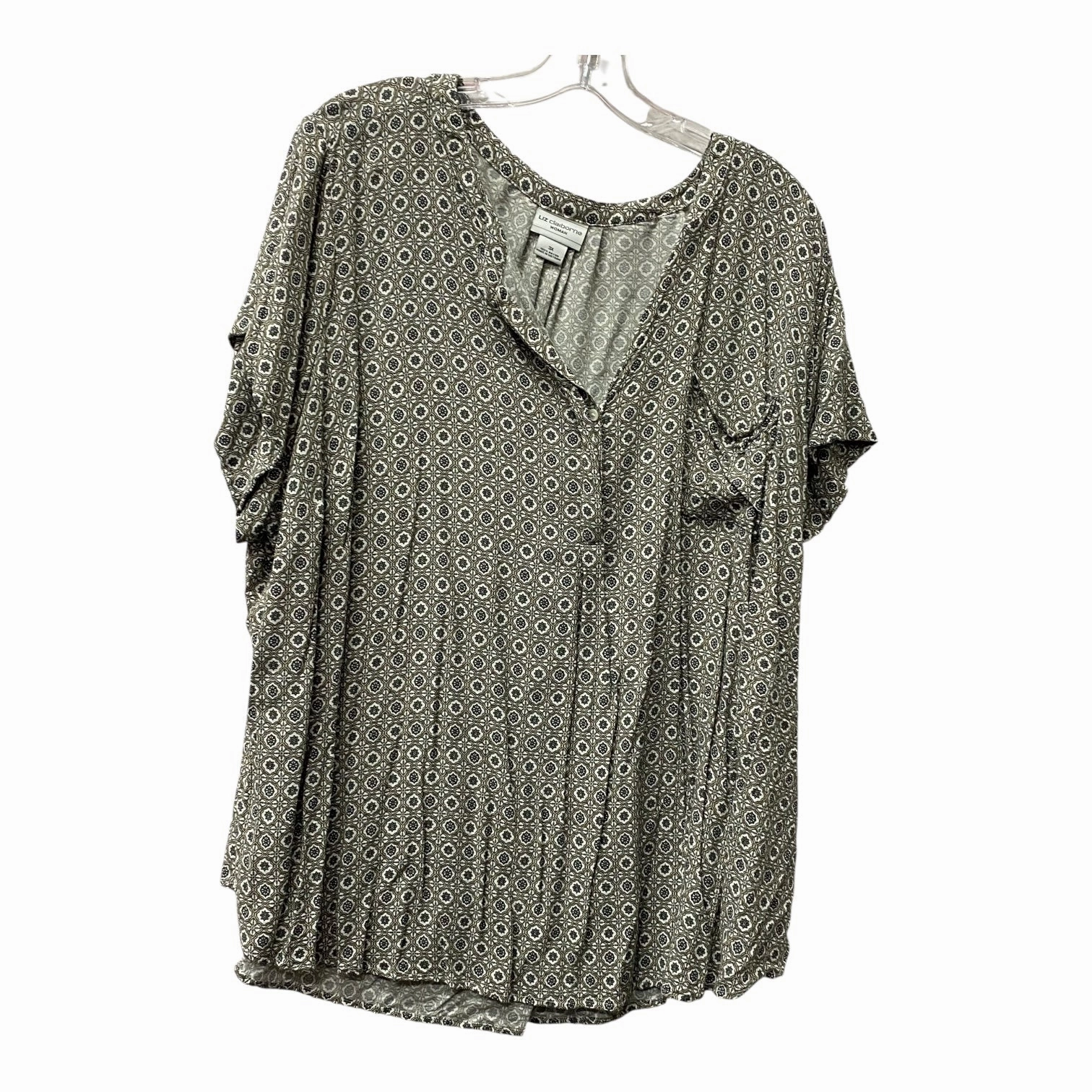 Top Ss By Liz Claiborne In Brown & Grey, Size:3X Layering Comfort Wear