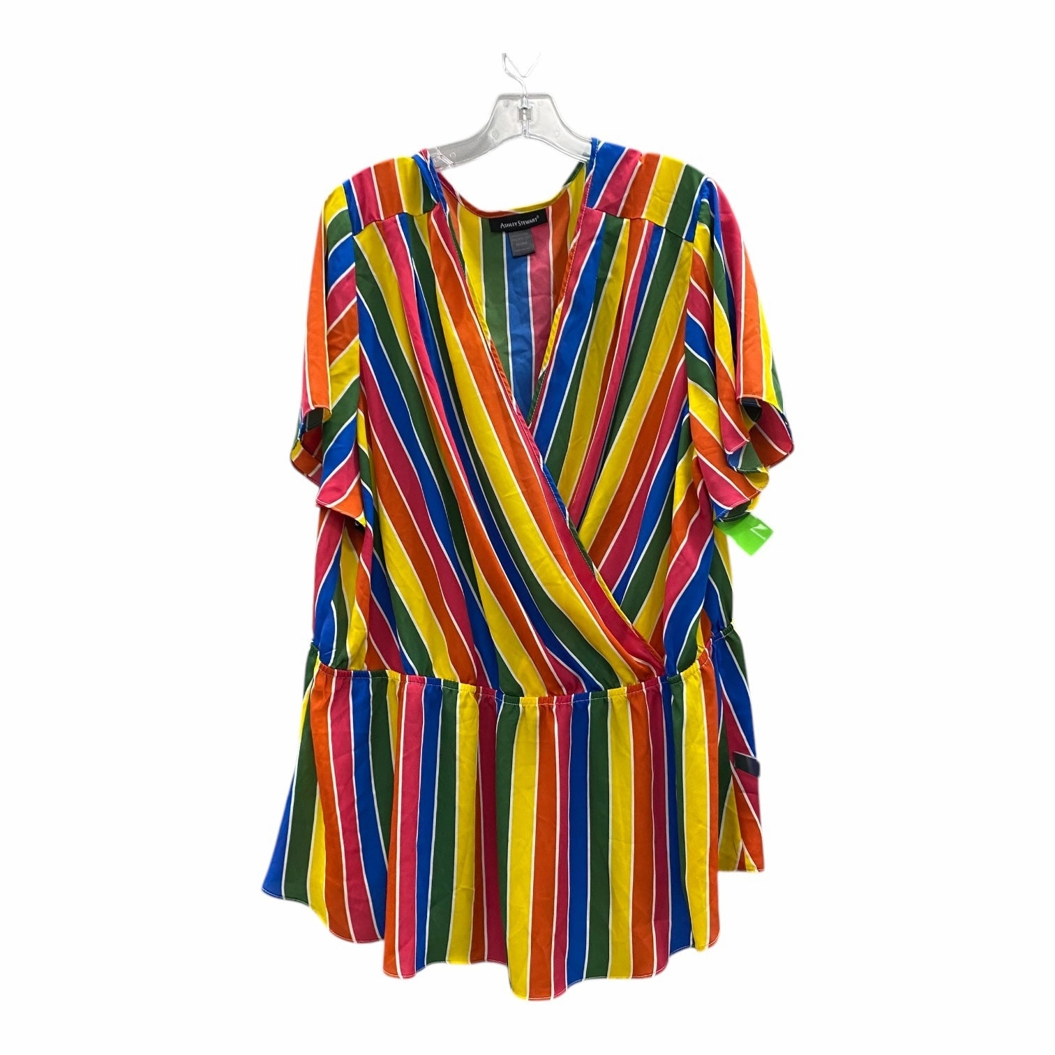 Everyday Chic Top Ss By Ashley Stewart In Multi, Size:4X